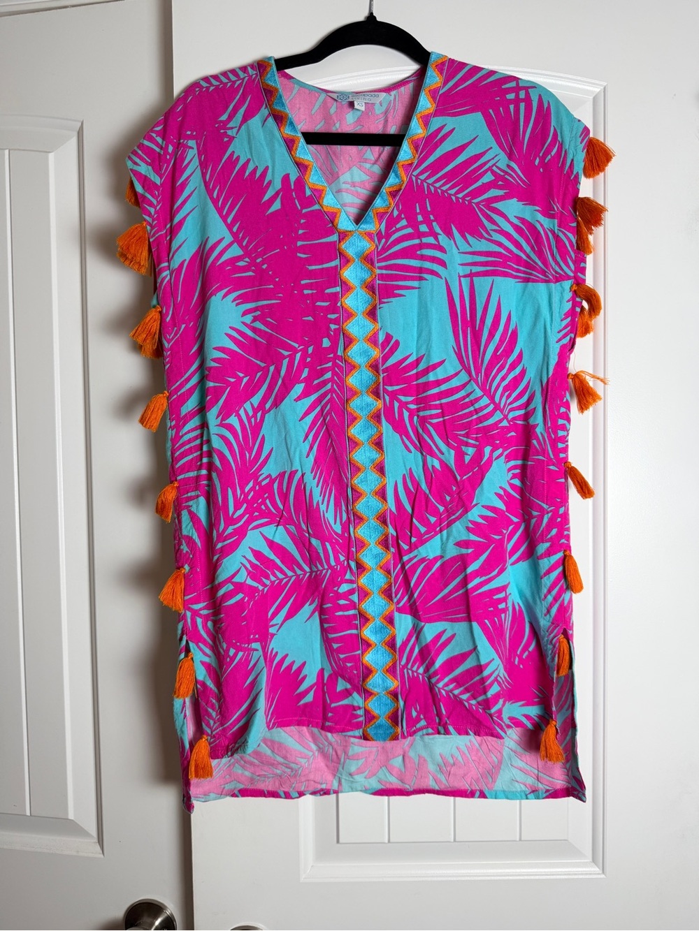 escapada Living Turquoise & Fuchsia Tassel Beach Tunic